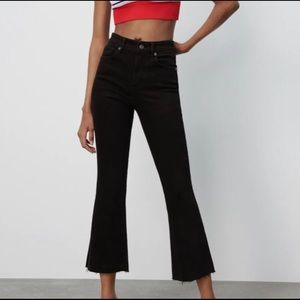 Zara Mid Rise Cropped Flare Jeans NWT